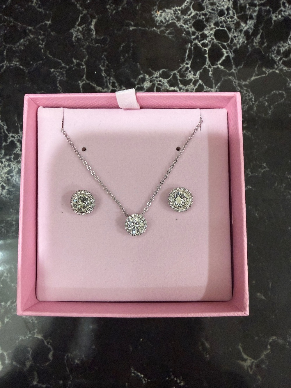Swarovski Silver-Tone Cubic Zirconia Necklace & Earring Set